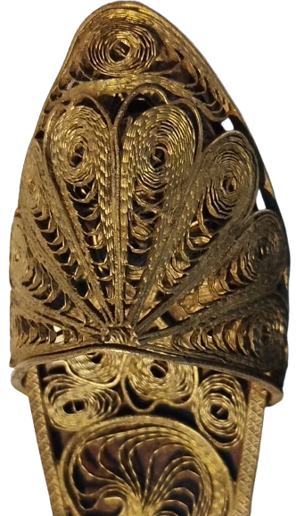 AHŞAP ÜZERİNE EL İŞİ GÜMÜŞ KAPLAMA TELKARİ İŞLEMELİ ÇİFT MINYATUR TAKUNYA