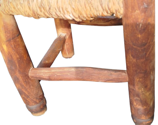 1950 EYUP OYUNCAK TAMAMI EL YAPIM  AHSAP HASIR ORGULU OYUNCAK COCUK SANDALYE 