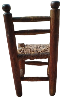 1950 EYUP OYUNCAK TAMAMI EL YAPIM  AHSAP HASIR ORGULU OYUNCAK COCUK SANDALYE 