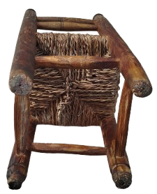 1950 EYUP OYUNCAK TAMAMI EL YAPIM  AHSAP HASIR ORGULU OYUNCAK COCUK SANDALYE 