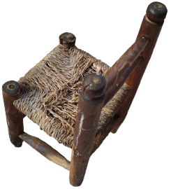 1950 EYUP OYUNCAK TAMAMI EL YAPIM  AHSAP HASIR ORGULU OYUNCAK COCUK SANDALYE 