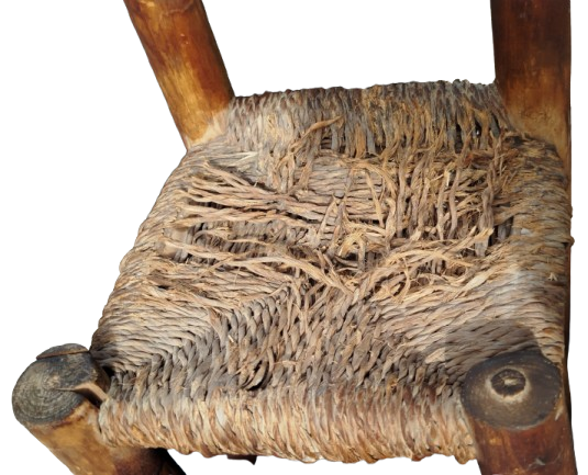 1950 EYUP OYUNCAK TAMAMI EL YAPIM  AHSAP HASIR ORGULU OYUNCAK COCUK SANDALYE 