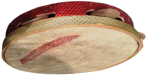 1950 EYUP OYUNCAK  AHSAP DEF YANLAR ZİLLİ  DERİ KASNAK GERDİRİLMİŞ VURMALI OYUNCAK