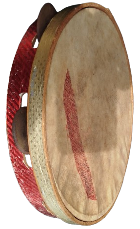 1950 EYUP OYUNCAK  AHSAP DEF YANLAR ZİLLİ  DERİ KASNAK GERDİRİLMİŞ VURMALI OYUNCAK