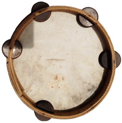 1950 EYUP OYUNCAK  AHSAP DEF YANLAR ZİLLİ  DERİ KASNAK GERDİRİLMİŞ VURMALI OYUNCAK