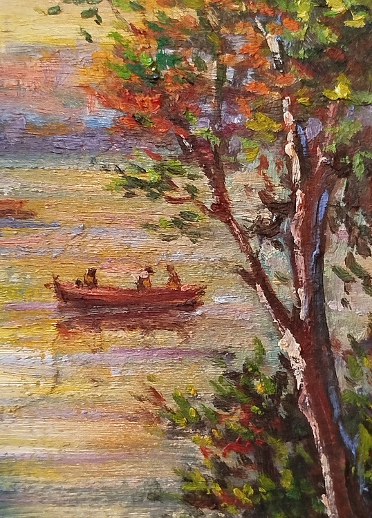 2008 RAFET ÖZTAN İMZALI KARTON UZERİ YAGLI BOYA KIZ İSTANBUL BOGAZI VE KULESİ