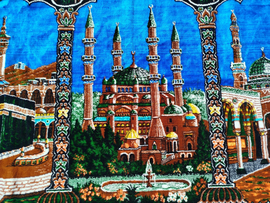 EL TEZGAH DOKUMA DİNİ KUTSAL YERLERİN OLDUGU DUVAR HALISI