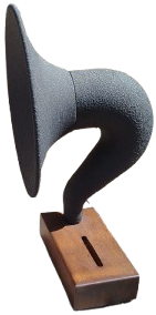 AKUSTIK GRAMOFON METAL BORU  AHSAP KAİDELİ İPONE CEP TELEFONU UYUMLU MUZİK SES YUKSELTİCİ