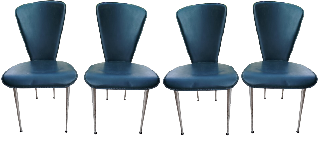 YESİL DERİ KAPLAMA ON ARKA SIRT KISMI KENARLAR DİKİŞLİ KROM METAL AYAK 4 ADET