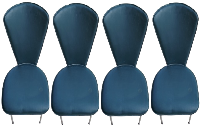 YESİL DERİ KAPLAMA ON ARKA SIRT KISMI KENARLAR DİKİŞLİ KROM METAL AYAK 4 ADET