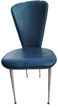 YESİL DERİ KAPLAMA ON ARKA SIRT KISMI KENARLAR DİKİŞLİ KROM METAL AYAK 4 ADET