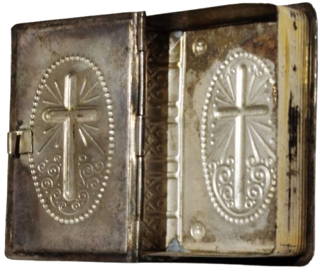 1910 PAPAZ TESBİH SAKLAMA KUTUSU KAPAKLI KİTAP FORMUNDA CİFT TARAINDA HAC GUMUS KAPLAMA
