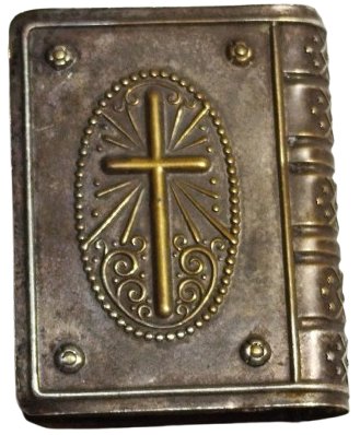 1910 PAPAZ TESBİH SAKLAMA KUTUSU KAPAKLI KİTAP FORMUNDA CİFT TARAINDA HAC GUMUS KAPLAMA