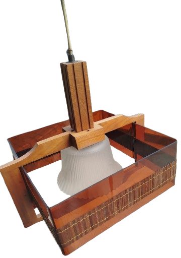 1970 AVRUPA RETRO TEKLİ AVİZE AHŞAP FİBER CAM OLARAK TASARLANMIS