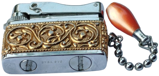 1960 VINTAGE SAROME BABY GAZ LİGHTER JAPAN DİKDÖRTGEN UCU SEDEFLİ FORMDA CAKMAK 