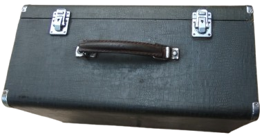 1950 CHENEY ENGLAND KİLİTLİ TASIMA KULPLU KOSELER METAL KORUMALI ORTA BOY CANTA BAVUL COK AMACLI