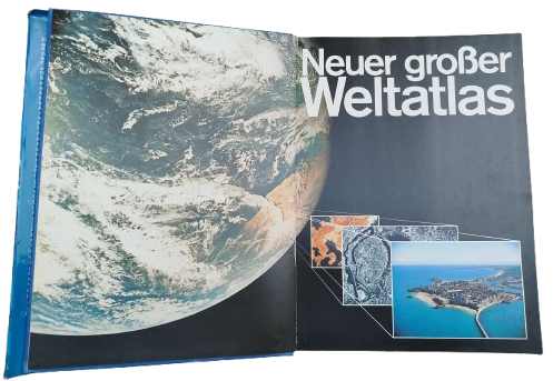 1977 NEUER GROSSER WELTATLAS HC  MİT ORIGINAL SATELİTEN FOTOS  YENİ BÜYÜK DÜNYA ATLASI UYDUDAN CEKİM