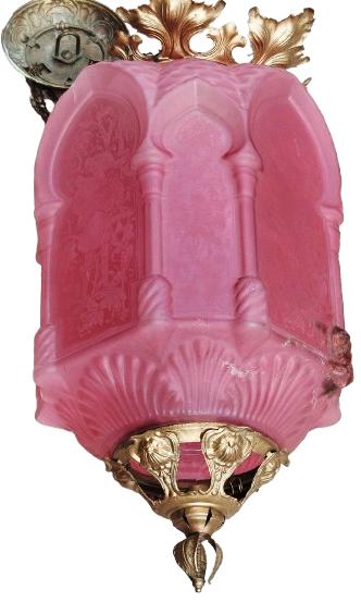 OSMANLI FUL İŞLEME UZERİ PEMBE ASMA ZİNCİR ASANSORLU FENER  PERA PALAS OTELİNDEN CIKMADIR 