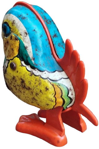 1960 TENEKE YANDAN KURMALI ALASYA UZERİ RENKLİ CALISAN ZIP ZIP ZIPLAYAN OYUNCAK CİVCİV TURK MALI