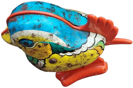 1960 TENEKE YANDAN KURMALI ALASYA UZERİ RENKLİ CALISAN ZIP ZIP ZIPLAYAN OYUNCAK CİVCİV TURK MALI