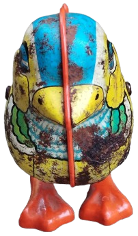 1960 TENEKE YANDAN KURMALI ALASYA UZERİ RENKLİ CALISAN ZIP ZIP ZIPLAYAN OYUNCAK CİVCİV TURK MALI