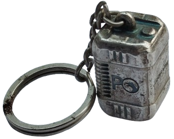 PETROL OFİSİ GRAVİS YAG BİDON SEKLİNDE METAL GUMUS KAPLAMA ANAHTARLIK