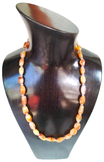KOLYE  EL KESİM ELİP TAŞLAR KARNEOL (CARNELIAN)  GENELLİKLE PORTAKAL VE PEMBE TONLARINDA YUKSEK ENERJİ
