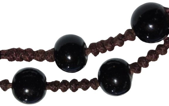 KOLYE ORULU İP UZERİNE DİZİLİ DOGAL TAS BONCUKLAR VE EN UCUNDA AY TASI  TASARIM KOLYE