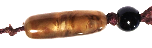 KOLYE ORULU İP UZERİNE DİZİLİ DOGAL TAS BONCUKLAR VE EN UCUNDA AY TASI  TASARIM KOLYE