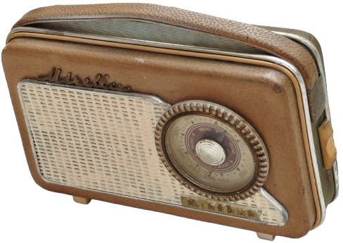1960 MIRELLA MINERVA  TASINABİLİR TRANSITORLU TEK DALGA MW PİLLİ CANTA RADIO 