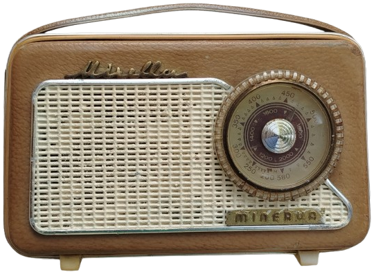 1960 MIRELLA MINERVA  TASINABİLİR TRANSITORLU TEK DALGA MW PİLLİ CANTA RADIO 