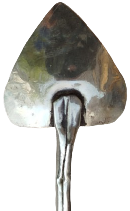 OSMANLI DÖNEMİ ÜZERİ CİCEK DAMGALI UCGEN FORMDA NADİR DONDURMA KAŞIĞI PİRİNC VE BAKIRDAN KARMA YAPIM