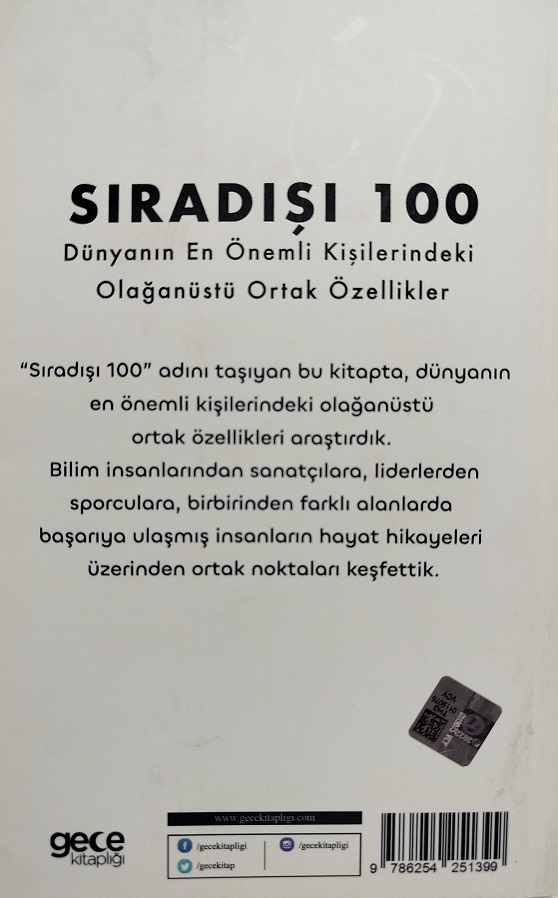SIRADISI 100 DUNYANIN EN ONEMLİ KİSİLERİNDEKİ ORTAK OZELLİKLER  SARAH EDEN GECE KİTAPLIGI