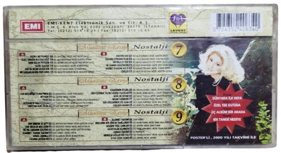  MUAZZEZ ERSOY NOSTALJİ 7 - 8 - 9 ÜÇLÜ KASET LEVENT MUZİK YAPIM 2000 TAKVİM POSTERLİ