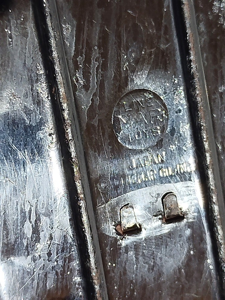 1958 BANDAI TIN LITHO FRICTION  LINCOLN MK III HARD TOP LİNE MAR TOYS LACİVERT RENKDE SURTMELİ TENEKE OYUNCAK ARABA JAPAN