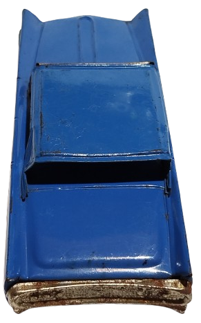 1958 BANDAI TIN LITHO FRICTION  LINCOLN MK III HARD TOP LİNE MAR TOYS LACİVERT RENKDE SURTMELİ TENEKE OYUNCAK ARABA JAPAN