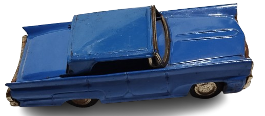 1958 BANDAI TIN LITHO FRICTION  LINCOLN MK III HARD TOP LİNE MAR TOYS LACİVERT RENKDE SURTMELİ TENEKE OYUNCAK ARABA JAPAN