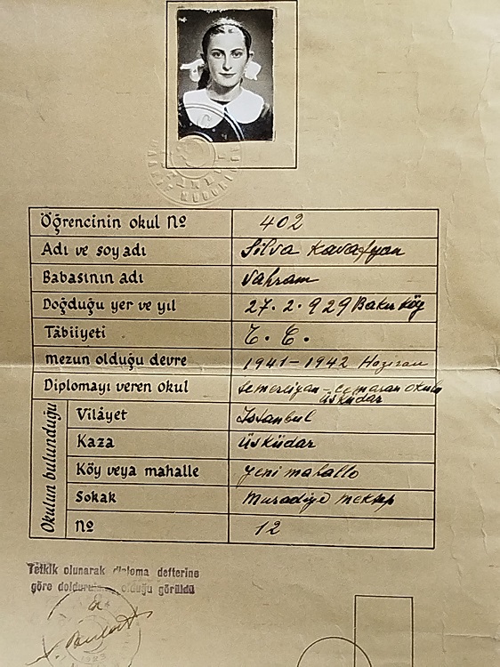 1941 1942 YILI TURKİYEDE AZINLIK OKULLARINA MAHSUS SEMERCİYAN İLK OKUL DİPLOMASI