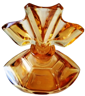 BOHEM (BOHEMIA) CAMINDAN YAPILMIŞ EL YAPIMI CAM KAPAKLI UZERİ CİLEK MOTİFLİ PARFÜM ŞİŞE