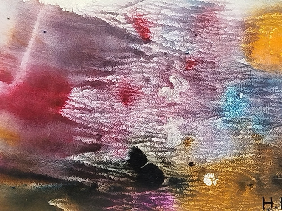 HASAN KAVRUK İMZALI KARTON UZERİ SULU BOYA CALIŞMA KARIŞIK TEKNİK CALISMASI