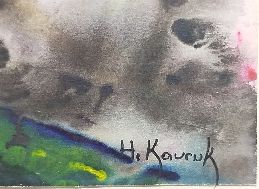 HASAN KAVRUK İMZALI KARTON UZERİ SULU BOYA CALIŞMA KARIŞIK TEKNİK CALISMASI