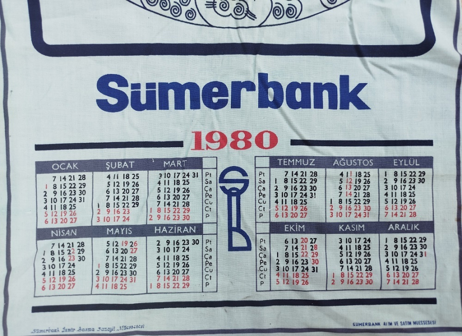 1980 SUMERBANK  BEZ TAKVİM İZMİR BASMA SANAYİ MUESSESESİNDE HAZIRLANMISTIR  OSMANLI KARANFİLLER