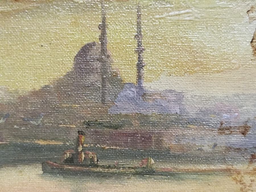 2009 KADİR EKİM SANATCI İMZALI YAGLI BOYA EMİNONUNDE MAVNALAR SANDALLAR 