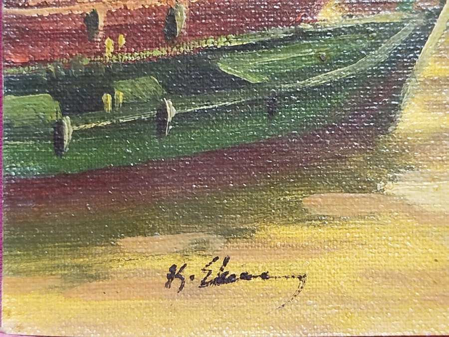 2009 KADİR EKİM SANATCI İMZALI YAGLI BOYA EMİNONUNDE MAVNALAR SANDALLAR 