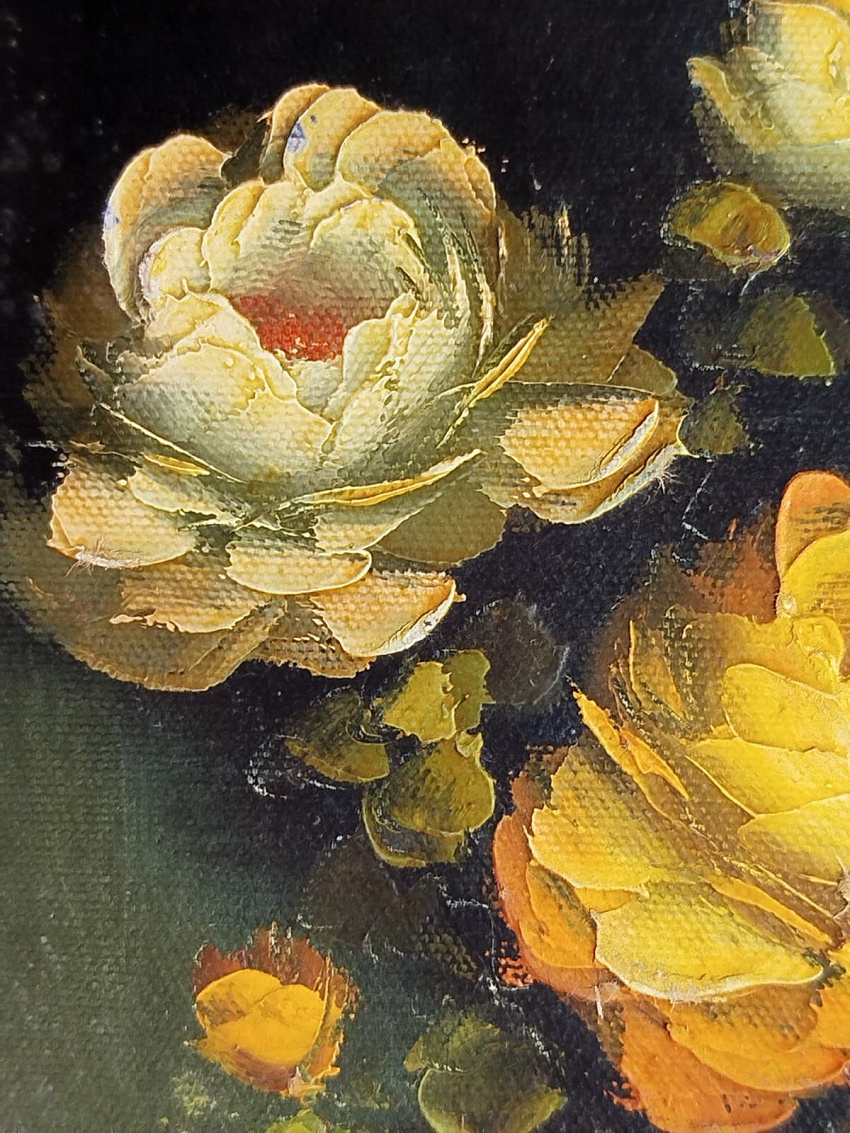 2009 KADİR EKİM SANATCI İMZALI YAGLI BOYA  SEPETDE GULLER DURALIT UZERİNE TULAL