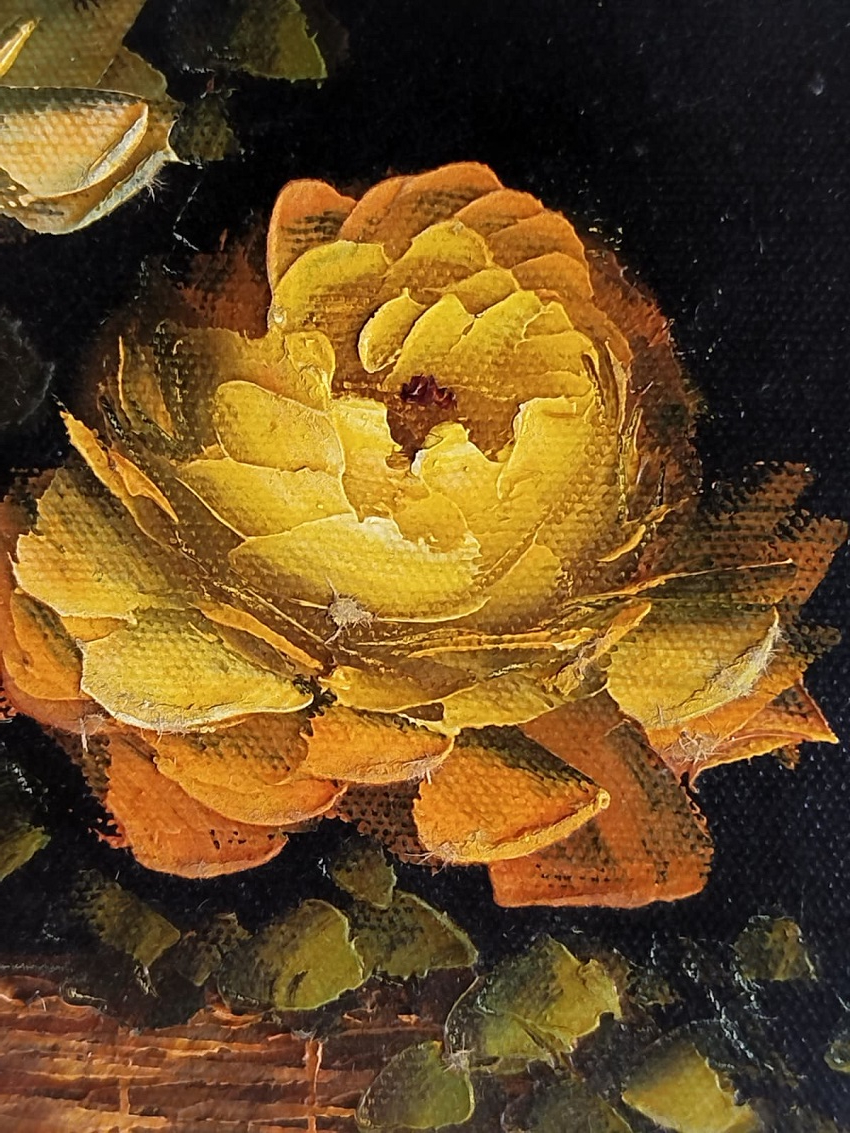 2009 KADİR EKİM SANATCI İMZALI YAGLI BOYA  SEPETDE GULLER DURALIT UZERİNE TULAL