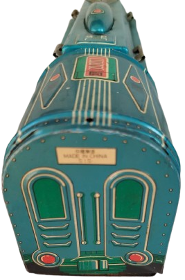 1960 INTERNATIONAL EXPRESS MF - 804 TOYS TRAIN TENEKE SURTMELİ OYUNCAK MAVİ RENKDE TREN