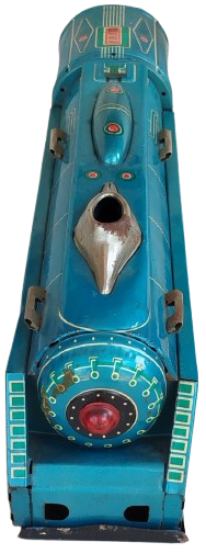 1960 INTERNATIONAL EXPRESS MF - 804 TOYS TRAIN TENEKE SURTMELİ OYUNCAK MAVİ RENKDE TREN