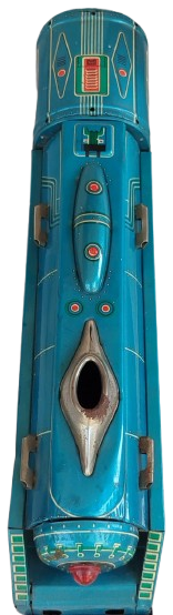 1960 INTERNATIONAL EXPRESS MF - 804 TOYS TRAIN TENEKE SURTMELİ OYUNCAK MAVİ RENKDE TREN