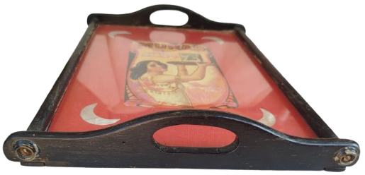 MURAT THE TURKISH CIGARETTE CAM AHSAP CERCEVELİ KAHVE TEPSİSİ EL YAPIM